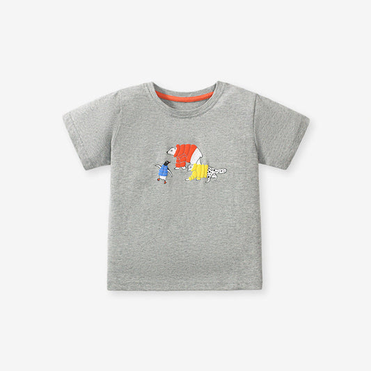 Kids Polar Animals Cartoon Print T-Shirt In European And American Style For Summer