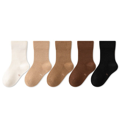 MyKids-USA® Kids Breathable Solid Color Mid-Calf Socks Set