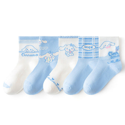 MyKids-USA® Girls Breathable Cartoon Mid-Calf Socks Set