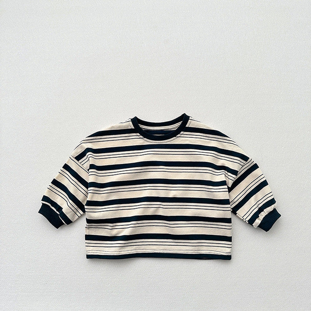 MyKids-USA® Baby Kids Boys Casual Striped Crew Neck Long Sleeve Loose Shirt