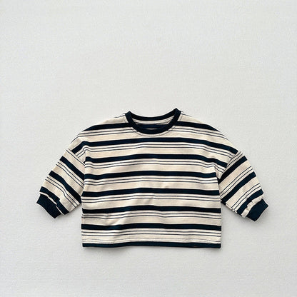 MyKids-USA® Baby Kids Boys Casual Striped Crew Neck Long Sleeve Loose Shirt