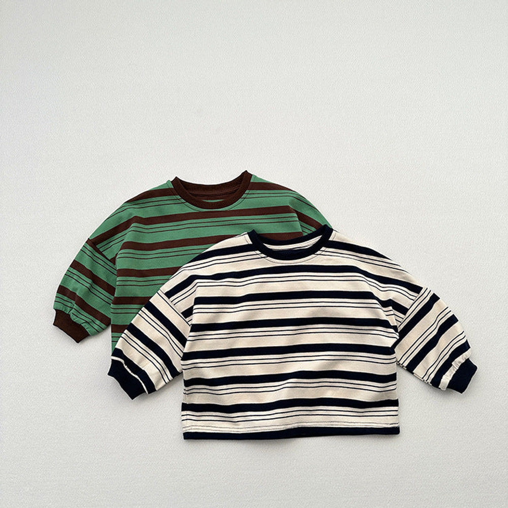 MyKids-USA® Baby Kids Boys Casual Striped Crew Neck Long Sleeve Loose Shirt