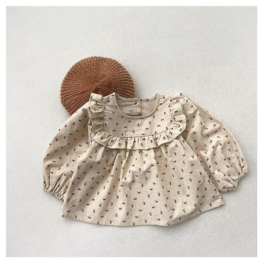 MyKids-USA® Baby Kids Girls Countryside Style Floral Print Crew Neck Long Sleeve Shirt