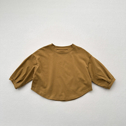 MyKids-USA® Baby Kids Unisex Casual Solid Color Crew Neck Long Sleeves Base Shirt