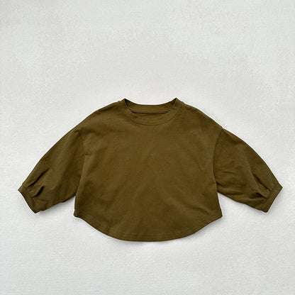 MyKids-USA® Baby Kids Unisex Casual Solid Color Crew Neck Long Sleeves Base Shirt