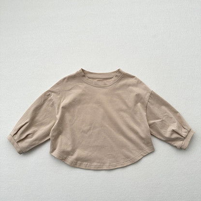 MyKids-USA® Baby Kids Unisex Casual Solid Color Crew Neck Long Sleeves Base Shirt