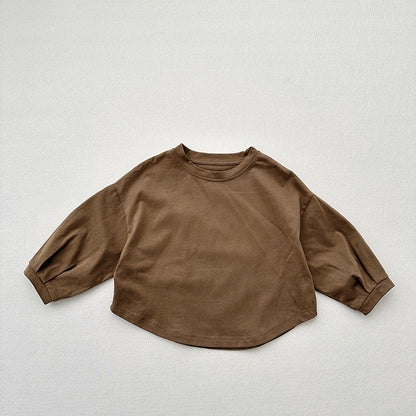 MyKids-USA® Baby Kids Unisex Casual Solid Color Crew Neck Long Sleeves Base Shirt