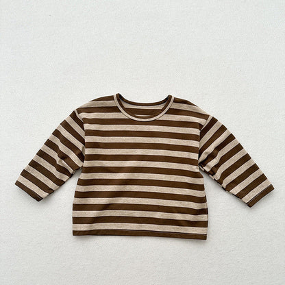 MyKids-USA® Baby Kids Vintage Striped Crew Neck Long Sleeve Shirt