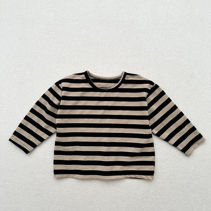 MyKids-USA® Baby Kids Vintage Striped Crew Neck Long Sleeve Shirt