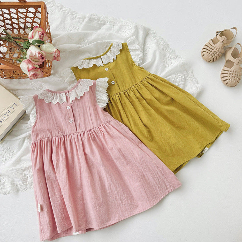 MyKids-USA® Kids Girls Pleated Sleeveless Ruffle Design Princess Dress