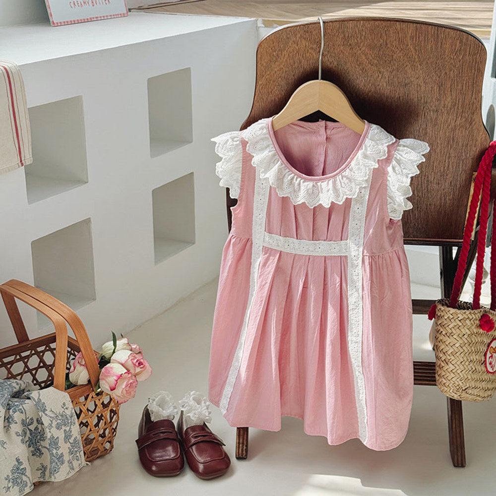 MyKids-USA® Kids Girls Pleated Sleeveless Ruffle Design Princess Dress