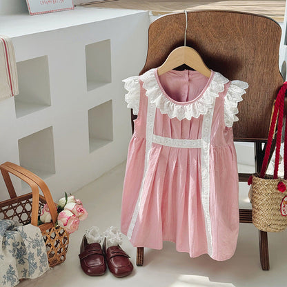 MyKids-USA® Kids Girls Pleated Sleeveless Ruffle Design Princess Dress
