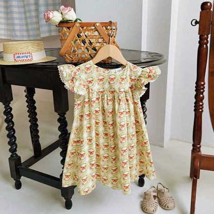 MyKids-USA® Kids Girls Fly Sleeves Butterfly Print Princess Dress