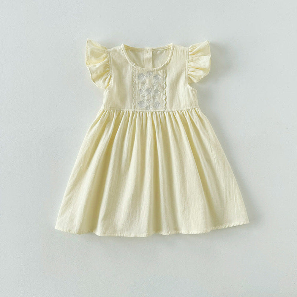 MyKids-USA® Kids Girls Fly Sleeves Floral Pattern Embroidery Princess Dress