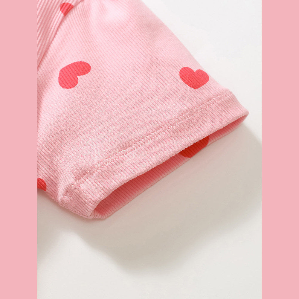 MyKids-USA® Girls Short Sleeves Red Heart Print Dress