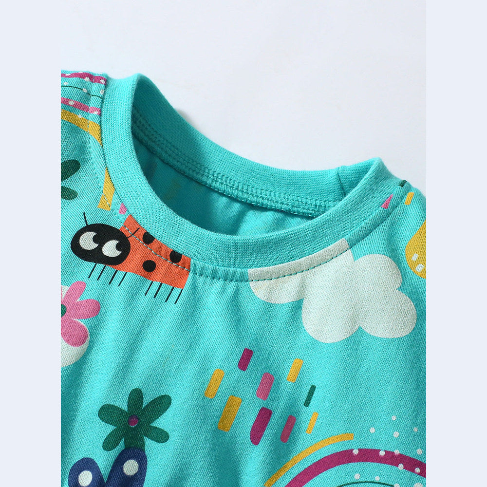 MyKids-USA® Baby Kids Girls Cartoon Print Dress And Pants Clothing Set