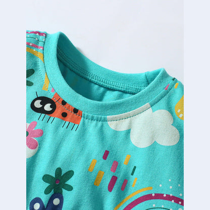 MyKids-USA® Baby Kids Girls Cartoon Print Dress And Pants Clothing Set