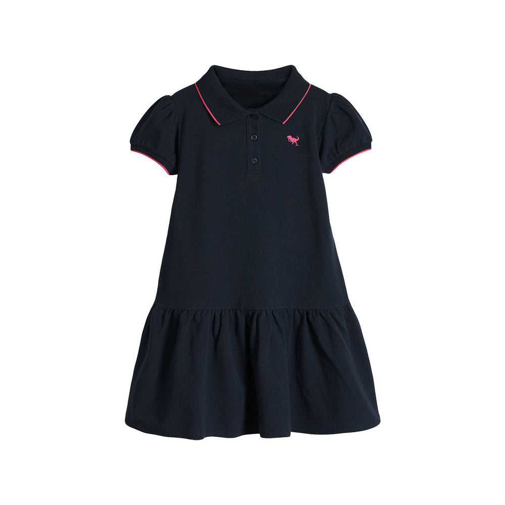 MyKids-USA® Summer Baby Kids Girls Short Sleeves Pink Logo Polo Design Black Dress