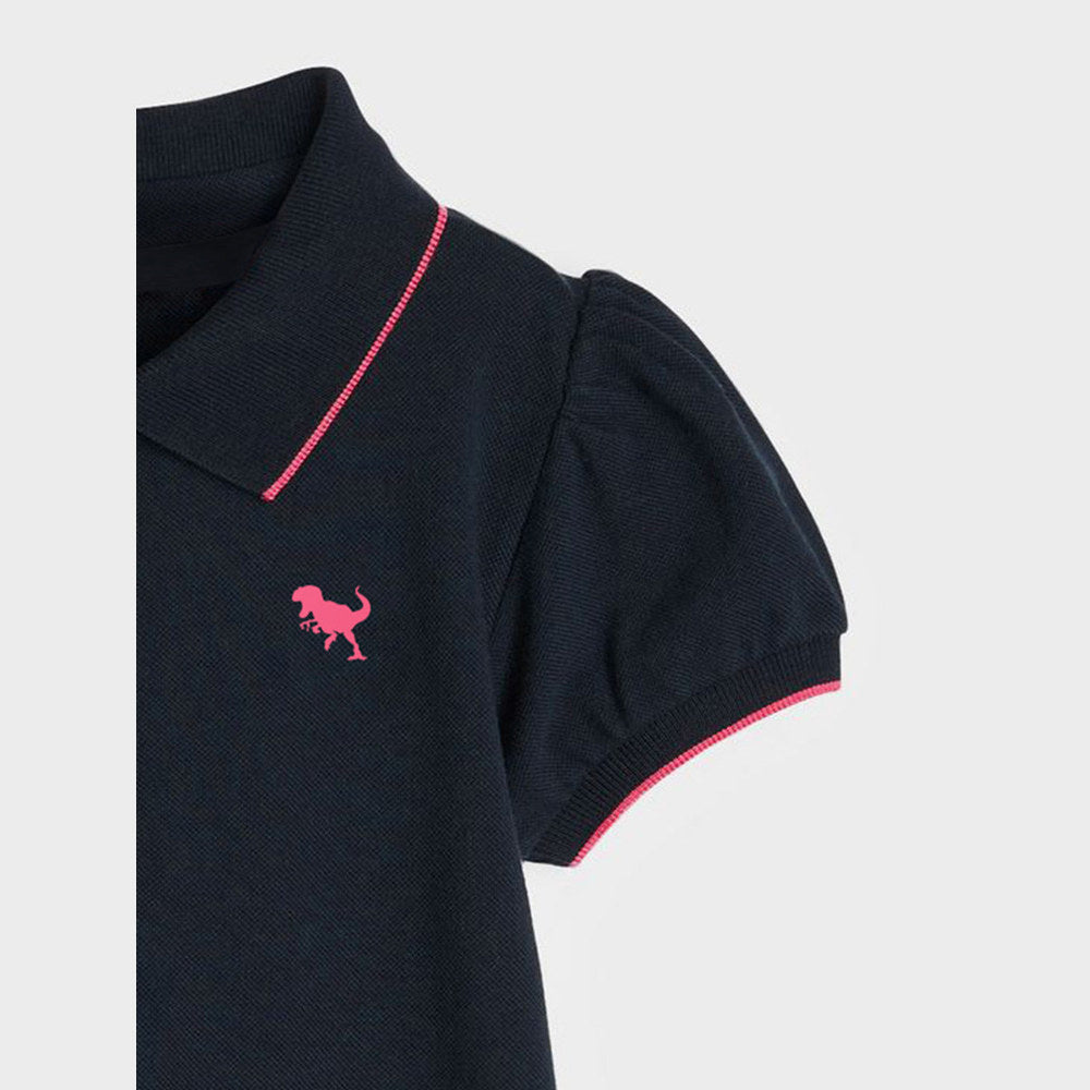 MyKids-USA® Summer Baby Kids Girls Short Sleeves Pink Logo Polo Design Black Dress