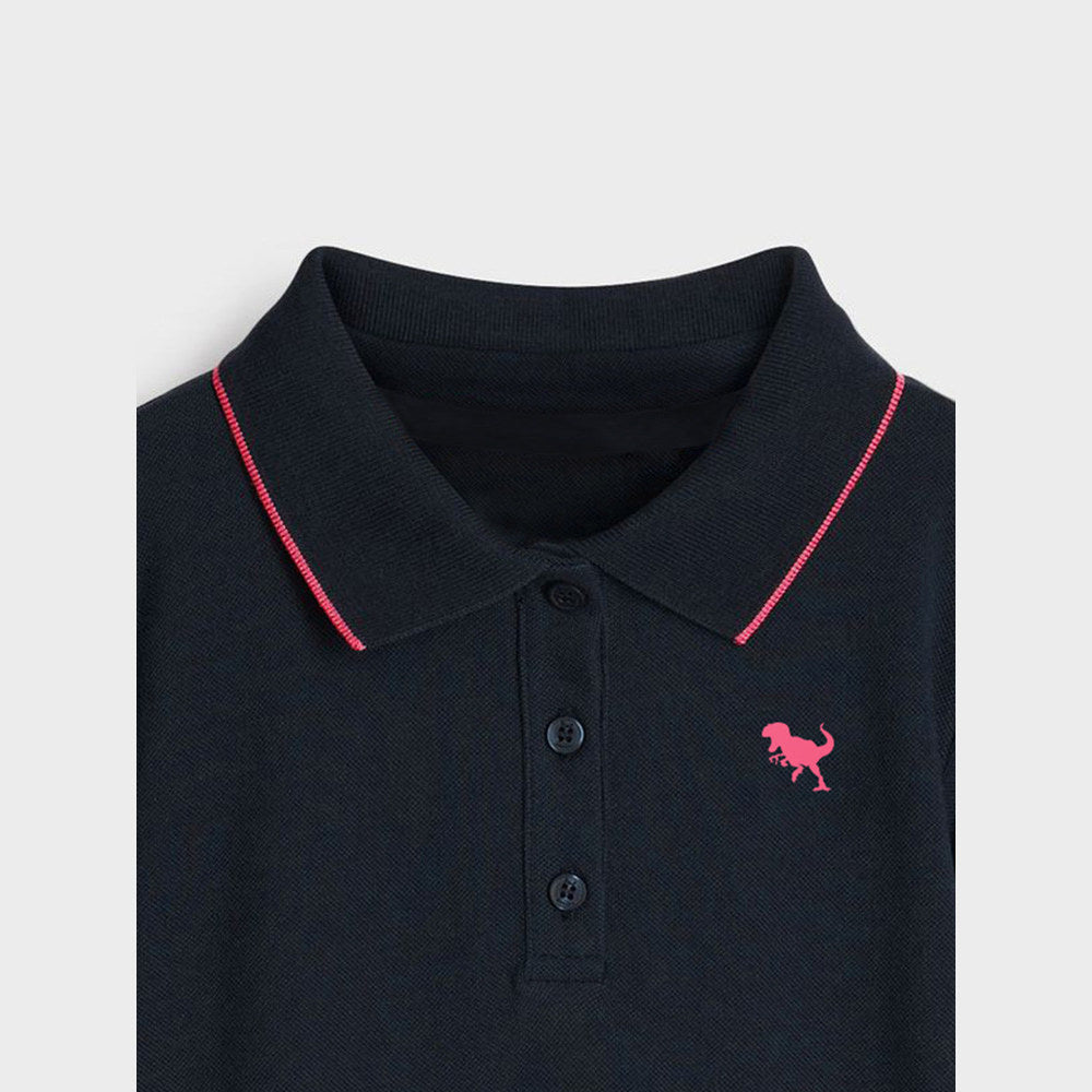 MyKids-USA® Summer Baby Kids Girls Short Sleeves Pink Logo Polo Design Black Dress