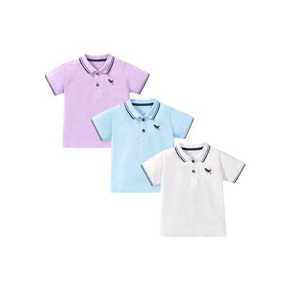 MyKids-USA® Kids Boys Dinosaur Logo Short Sleeves Polo Shirt