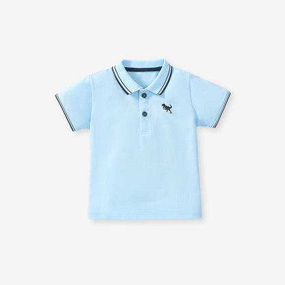 MyKids-USA® Kids Boys Dinosaur Logo Short Sleeves Polo Shirt