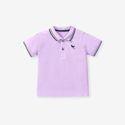 MyKids-USA® Kids Boys Dinosaur Logo Short Sleeves Polo Shirt