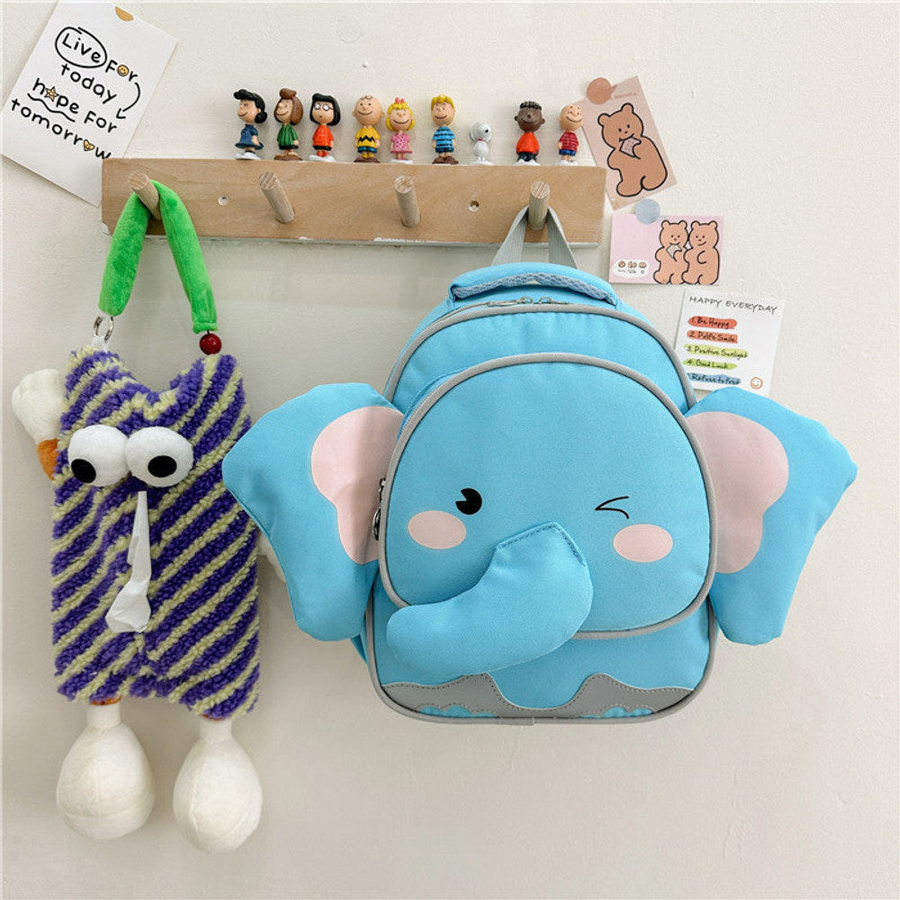 MyKids-USA® Adorable Cartoon Elephant Design Canvas Backpack For Kindergarten Kids