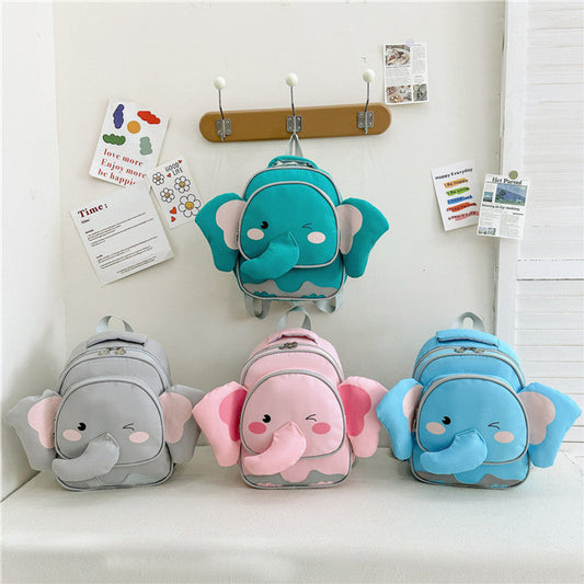MyKids-USA® Adorable Cartoon Elephant Design Canvas Backpack For Kindergarten Kids