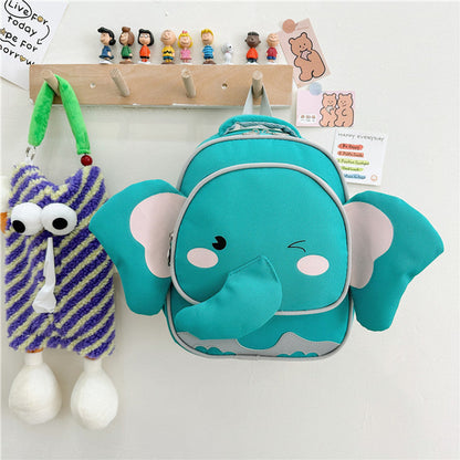 MyKids-USA® Adorable Cartoon Elephant Design Canvas Backpack For Kindergarten Kids