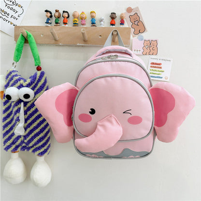 MyKids-USA® Adorable Cartoon Elephant Design Canvas Backpack For Kindergarten Kids