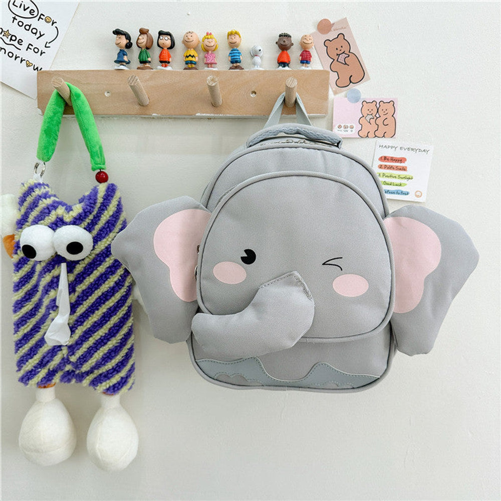 MyKids-USA® Adorable Cartoon Elephant Design Canvas Backpack For Kindergarten Kids