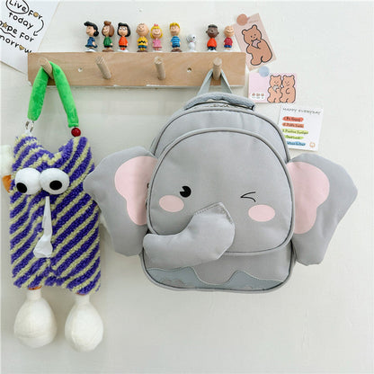 MyKids-USA® Adorable Cartoon Elephant Design Canvas Backpack For Kindergarten Kids