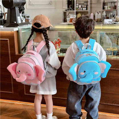 MyKids-USA® Adorable Cartoon Elephant Design Canvas Backpack For Kindergarten Kids