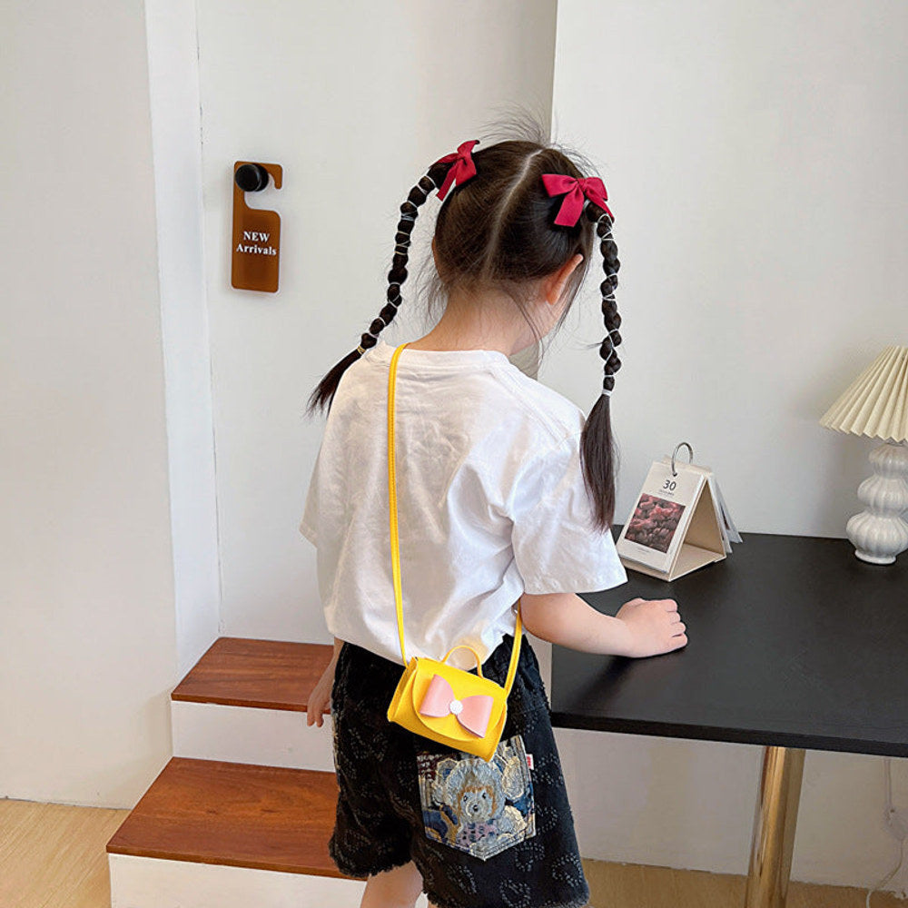 MyKids-USA® Fashionable Mini Carry-On Girls Portable PU Crossbody Handbag With Bow