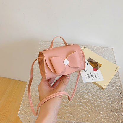 MyKids-USA® Fashionable Mini Carry-On Girls Portable PU Crossbody Handbag With Bow