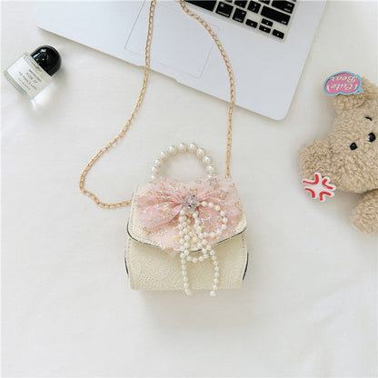 MyKids-USA® Stylish Floral Carry-On Girls’ Portable Beaded Princess Crossbody Handbag