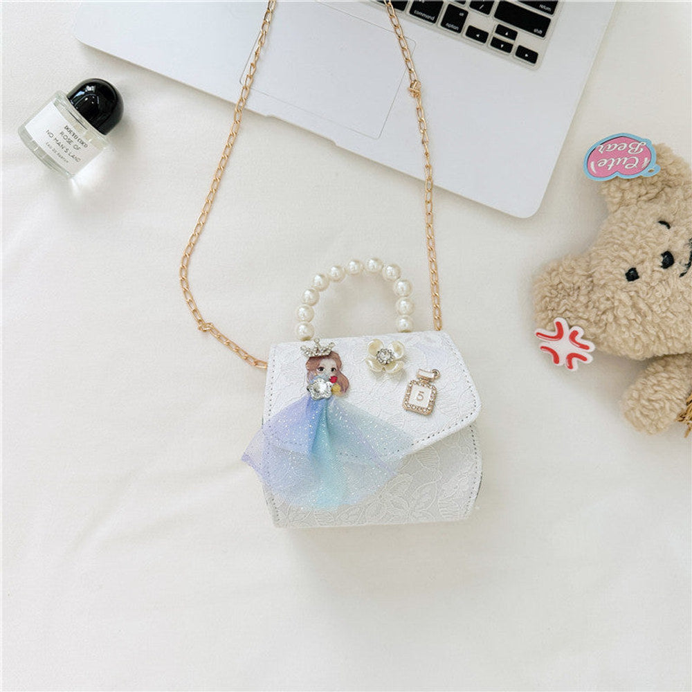 MyKids-USA® Stylish Floral Carry-On Girls’ Portable Beaded Princess Crossbody Handbag