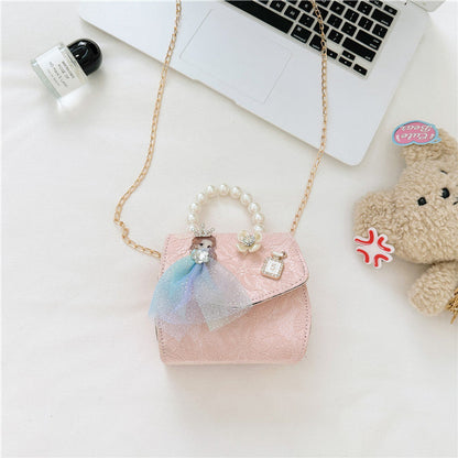 MyKids-USA® Stylish Floral Carry-On Girls’ Portable Beaded Princess Crossbody Handbag
