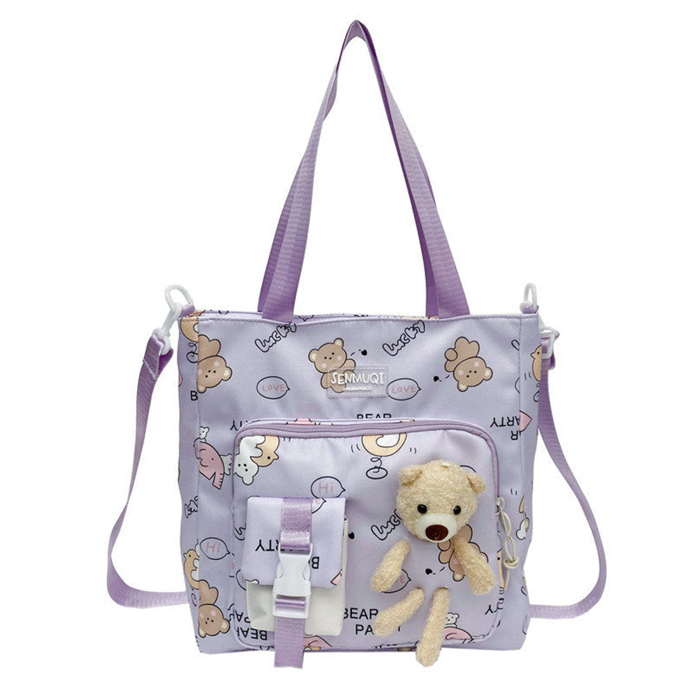 MyKids-USA® Children Lightweight Portable Cute Teddy Design Canvas Shoulder Bag
