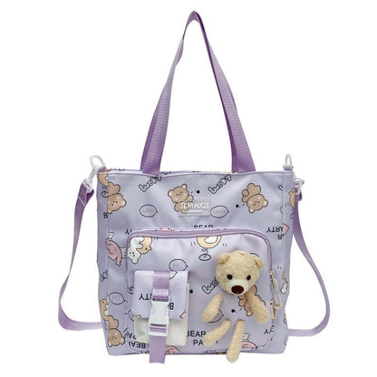 MyKids-USA® Children Lightweight Portable Cute Teddy Design Canvas Shoulder Bag