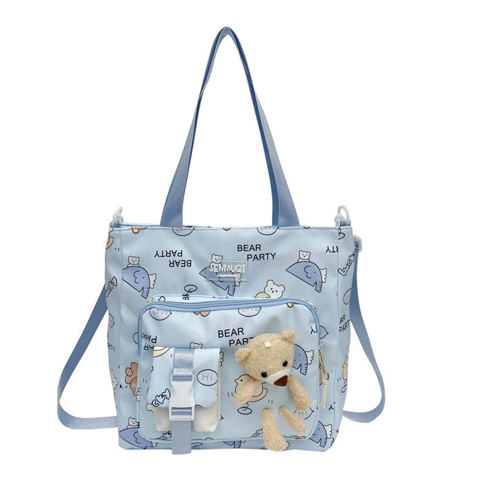 MyKids-USA® Children Lightweight Portable Cute Teddy Design Canvas Shoulder Bag