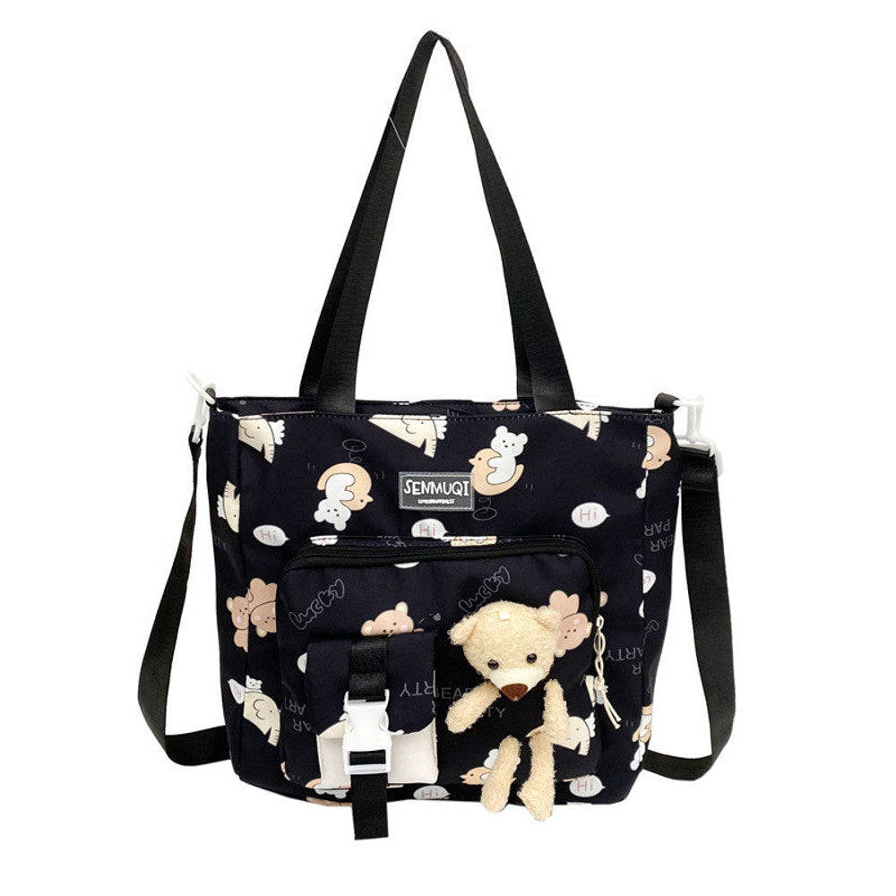 MyKids-USA® Children Lightweight Portable Cute Teddy Design Canvas Shoulder Bag