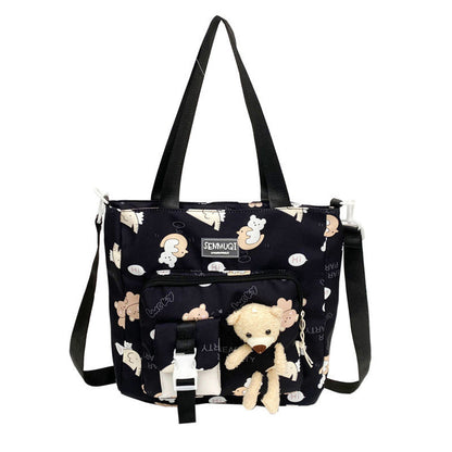 MyKids-USA® Children Lightweight Portable Cute Teddy Design Canvas Shoulder Bag