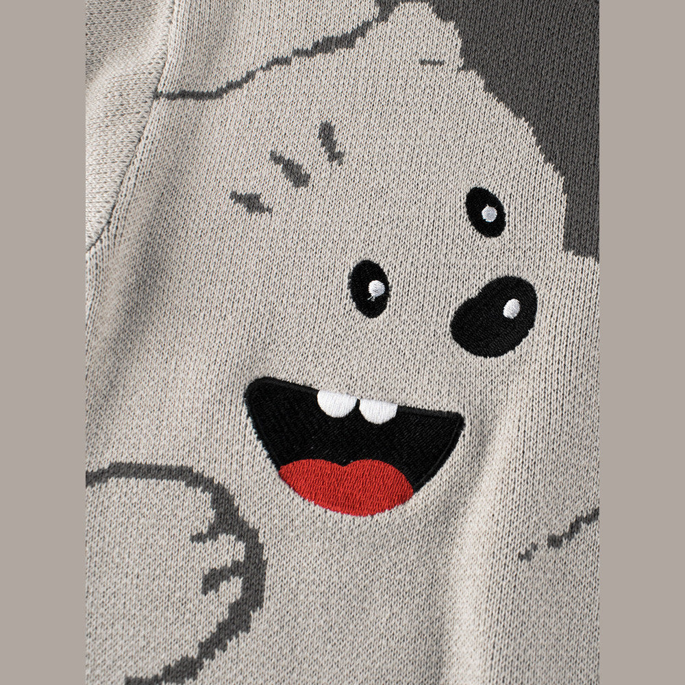 MyKids-USA® Baby Boy Kids Bear Pattern Crew Neck Long Sleeves Color Patchwork Knitwear Pullover