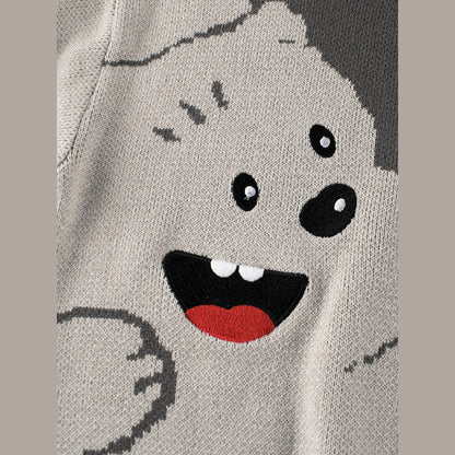 MyKids-USA® Baby Boy Kids Bear Pattern Crew Neck Long Sleeves Color Patchwork Knitwear Pullover