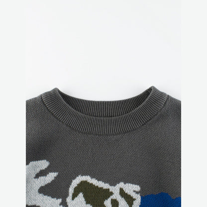 MyKids-USA® Baby Boy Kids Dinosaur Pattern Crew Neck Long Sleeves Knitwear Pullover