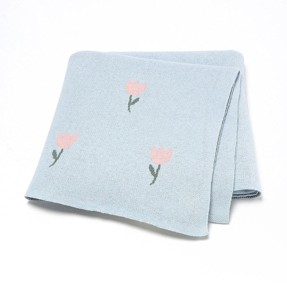 MyKids-USA® Knitted Baby Blanket With Fresh Floral Design: Collection For,,