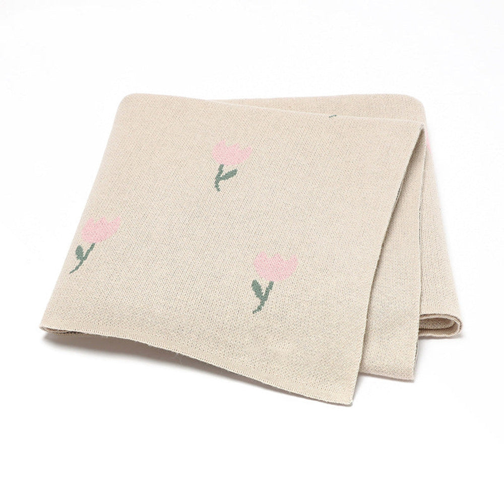 MyKids-USA® Knitted Baby Blanket With Fresh Floral Design: Collection For,,