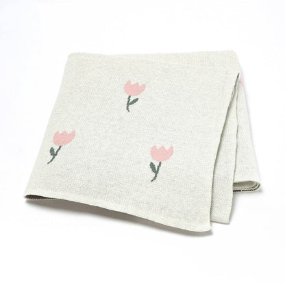 MyKids-USA® Knitted Baby Blanket With Fresh Floral Design: Collection For,,